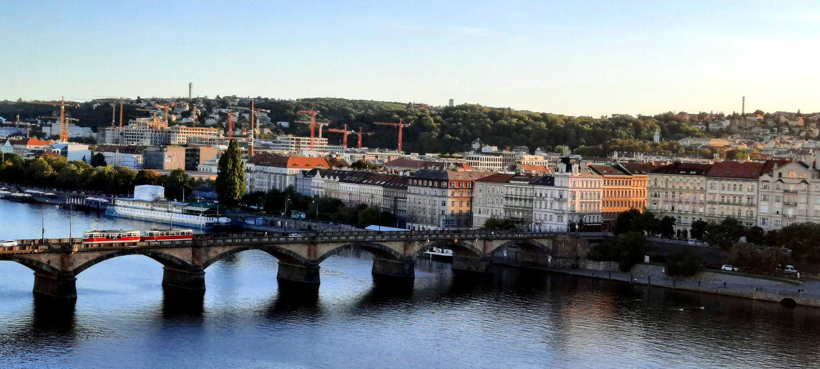 Prague Bridge and Vltava River at Golden Hour